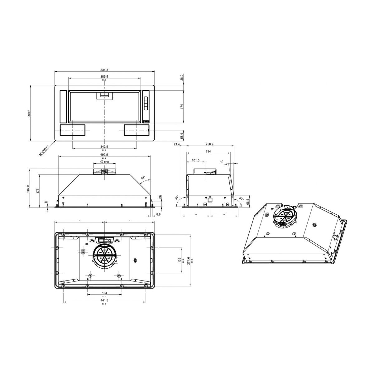 Gorenje Built In Hood, 60 cm, Canopy, BHI611ES-UK