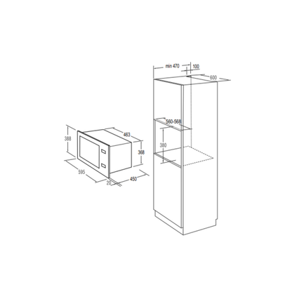 Gorenje BM251S7XG 25L Bulit in Microwave with Grill